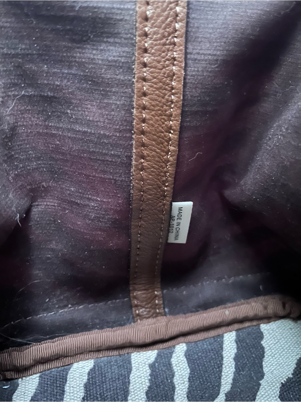 Michael Kors Black and White Zebra Canvas Tote with Brown Leather Trim - Picture 14 of 14